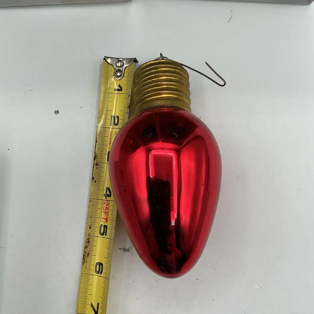 Department 56 Vintage Christmas Light Bulb Ornaments Set of 4 Mercury Glass